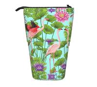 Pidgazdfgv Trousse à crayons portable Flamingo Love Flowers pour l'école, le bureau, les étudiants, adultes, filles, garçons, cadeau de maquillage