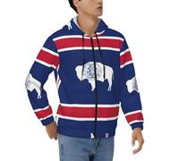 Pidgazdfgv Wyoming State Flag Sweat à capuche décontracté pour homme avec cordon de serrage et poche Kaola pour lui, Noir , S