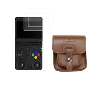 Pidynx Combinaison de protection pour Anbernic RG34XXSP - Étui de transport et 2 films de protection d'écran en verre trempé - Étui rétro en cuir synthétique de qualité supérieure et film de