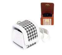 Pidynx Étui de rangement pour viseur compatible avec Instax Mini Evo Cinema, sac de protection en cuir PU motif pied-de-poule avec dragonne, Blanc