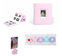 Pidynx Kit d'accessoires compatible avec Fujifilm Mini 13, album photo de grande capacité et clips photo floraux pour impressions instantanées d'appareil photo, rose