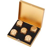 Pie De Yams Pie De Dés Dés À Jouer,5pcs Dés À Jouer Multifaces Points Dice D6 En Bois Alliage D'aluminium Table Jeu Jeux De Poker Dés Set Avec Boîte De Rangement (Square-Golden)