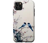 Pie Oiseaux sur Branche de Fleurs de Prunier, Art Asiatique à l'encre lavée Coque pour iPhone 11 Pro Max