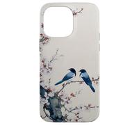 Pie Oiseaux sur Branche de Fleurs de Prunier, Art Asiatique à l'encre lavée Coque pour iPhone 14 Pro Max