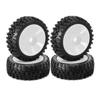 PièCe Accessoire Rc pour ARRMA pour Typhon pour Talion TRX pour Redcat pour Team pour Losi pour Kyosho pour HPI pour HSP VRX 1/8 4 Pièces Roues pour Buggy Pneu RC(Silver)