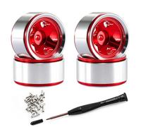PièCe Accessoire Rc pour Ascent-32 SCX30 1/30 Plat Profond en Métal 0.7 Pouces Beadlock 5 Rayons Jante Moyeu Roue RC Chenille Mise À Niveau Pièces Accessoires(Red)