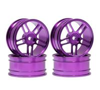 PièCe Accessoire Rc pour Tamiya pour TT01 pour TT02 pour HPI pour KYOSHO pour HSP XV01 TA06 A959 PTG2 1/10 4 Pièces Jeu Roues Voiture À Dérive RC en Aluminium(Purple)
