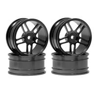 PièCe Accessoire Rc pour Tamiya pour TT01 pour TT02 pour HPI pour KYOSHO pour HSP XV01 TA06 A959 PTG2 1/10 4 Pièces Jeu Roues Voiture À Dérive RC en Aluminium(Black)