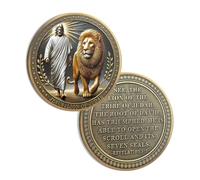 Pièce Challenge Chrétienne Jésus and Loin Revelation 5:5 Bible Verses - Jeton de poche de prière chrétienne en bronze - Cadeaux religieux pour hommes et femmes