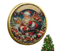 Pièce colorisée de Noël - Pièce de Noël, pièce du Père Noël - Collection de pièces de Monnaie de défi sur Le thème des Vacances, décoration de pièces de père noël Double Face pour la décoration de la