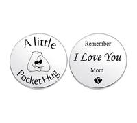 Pièce commémorative « A Little Pocket Hug », jeton gravé Recto Verso en Acier Inoxydable avec Motif « Ours câlin » et Message « N'oublie Pas Que Je t'aime, Maman », Petite pièce de Poche inspirante