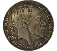 Pièce commémorative allemande de 1938, pièce de collection en cuivre plaqué argent de style antique avec portrait historique et inscription allemande, réplique vintage pour le patrimoine européen et l