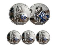 Pièce commémorative Bouclier de Juda, Pièce de défi chrétienne Lion de Juda, Jeton de foi Force et Honneur, Jeton commémoratif religieux, Cadeaux inspirants pour guerriers religieux (3Pcs 01#)