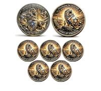 Pièce commémorative Bouclier de Juda, Pièce de défi chrétienne Lion de Juda, Jeton de foi Force et Honneur, Jeton commémoratif religieux, Cadeaux inspirants pour guerriers religieux (5Pcs 02#)