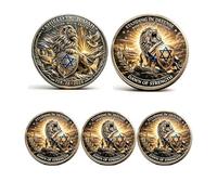 Pièce commémorative Bouclier de Juda, Pièce de défi chrétienne Lion de Juda, Jeton de foi Force et Honneur, Jeton commémoratif religieux, Cadeaux inspirants pour guerriers religieux (3Pcs 02#)