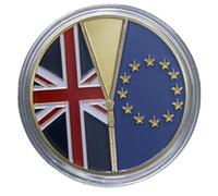 Pièce commémorative Brexit 2017, pièce de collection plaquée or représentant le Brexit, le Royaume-Uni et le drapeau de l'UE, souvenir politique et historique pour exposition et collection culturelle.