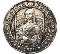 Pièce commémorative d'art de la Joconde de 1895, pièce de collection en cuivre plaqué argent de style antique avec un motif de portrait célèbre et l'inscription E P-luribuss Unums, réplique de pièce v