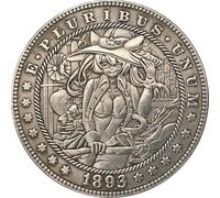 Pièce commémorative de 1893 au motif de sorcière fantastique, pièce de collection en cuivre plaqué argent de style antique avec gravure inspirée du dessin animé et détails décoratifs, réplique vintage