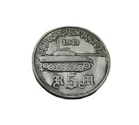 Pièce commémorative de 1943, style allemand vintage - Pièce de collection rétro en acier inoxydable avec motif de char d'assaut, pièce à thème historique pour collection d'antiquités et présentation d