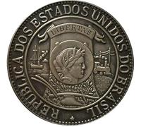 Pièce commémorative de la République des États-Unis du Brésil de 1900, pièce de collection en cuivre plaqué argent de style antique avec inscription « Libertas » et emblème brésilien, réplique vintage