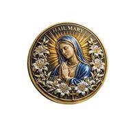 Pièce Commémorative de la Sainte Vierge Marie de, Monnaie Confrérique Sacré Cœur & Immaculée Conception, Pièce de Défi Catholique Mère Marie, Jeton Chrétien Double Face pour Famille Chrétienne