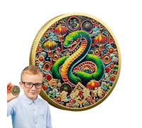 Pièce commémorative de l'année du serpent,Pièce commémorative de l'année du serpent | Pièce de collection plaquée or Petite pièce souvenir | Pièce porte-bonheur décorative compacte, pièce de collectio