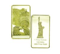 Pièce commémorative des American Eagles de 1 Once Troy, Barre plaquée Or de la Statue de la Liberté, pièce en Or Fin 100 Mills .999