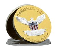 Pièce commémorative Donald Trump - Emblème des aigles du Commandant en Chef avec Signature, pièce plaquée Or et Argent