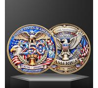 Pièce commémorative du 250e anniversaire, 1 pièce USA 1776-2026 aigle à tête blanche en relief 3D pour collection et présentation cadeau