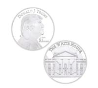Pièce commémorative du 47e président des États-Unis Donald Trump Collection de médailles plaquées Argent de la Maison Blanche Cadeau