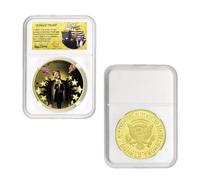Pièce commémorative du 47e président des États-Unis Donald Trump médaille en métal pièce de défi de la Victoire avec Coque de Protection Collection