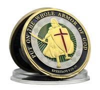 Pièce commémorative du chevalier chrétien templier en métal tridimensionnel sur toute l'armure de Dieu