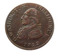 Pièce commémorative du président Georges Washington de 1792, réplique de pièce en cuivre antique présentant un design américain ancien, pièce de collection numismatique historique pour le patrimoine e