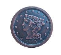 Pièce commémorative d'un Demi-Cent américain de 1840, Motif Tête de la Liberté, pièce en cuivre, pièce de Collection Historique