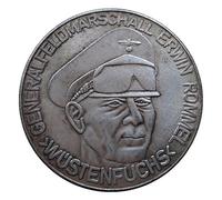 Pièce commémorative Erwin Rommel, 38 mm, cuivre plaqué Argent, Motif Historique de général Allemand de la Première Guerre Mondiale