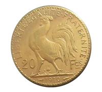 Pièce commémorative française de 20 francs « Coq » de 1910, cuivre plaqué Or, Motif Libertés et Égalité, pièce de Collection