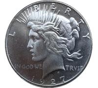 Pièce commémorative Libertys Head de 1927, pièce de collection en cuivre plaqué argent de style antique avec motif de couronne rayonnante et inscription « In God We Trust », réplique vintage pour Amer
