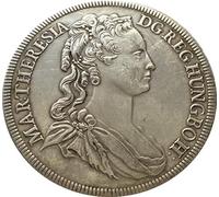 Pièce commémorative Marie-Thérèse de 1742, pièce de Collection en cuivre plaqué Argent de Style Antique avec Portrait Classique et Inscription Historique, réplique de pièce Vintage pour la Collection