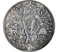 Pièce commémorative Mystic Eye, réplique d'une pièce représentant Un œil Qui voit Tout et Un Symbole maçonnique avec Une Figure de divinité barbue et Un Motif de chèvre, pièce de Collection en cuivre