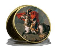 Pièce commémorative Napoléon Bonaparte - Pièce en fer doré représentant un portrait équestre classique, pièce de collection représentant un chef historique français pour les passionnés d'art et de gue