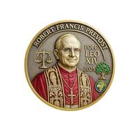 Pièce commémorative Pape Léon XIV - Médaille de Collection avec étui Individuel - Objet Souvenir Religieux pour collectionneurs et passionnés d’Histoire.
