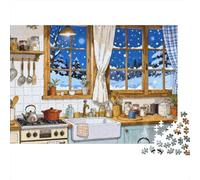 Pièce Cosy Paquet 1000 Pièces Premium Carton Cuisine Neige poêle Puzzle, Jeu Défiant Adultes/Adolescents, Décompression, Cadeau & Famille Soirée 52x38cm/1000pcs