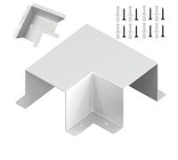 Pièce coudée plate en métal - Manchon de couverture de câble à 90 degrés en acier, pièce AC décorative robuste, 8 tubes d'extension à vis inclus | Pompe à chaleur divisée HVAC système de conduit tuyau