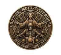 Pièce de Bénédiction pour Motards, Pièce Commémorative God Bless Motorcycle Riders Guardian Angel, Cadeau Souvenir Ride Free Ride Safe pour Motards et Cyclistes