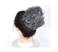 Pièce de cheveux chignon Cheveux bouclés en désordre Chignon Chignon Donut coussin de cheveux cheveux élastiques postiche synthétique for les femmes Postiches pour femmes(1Tdimgray)