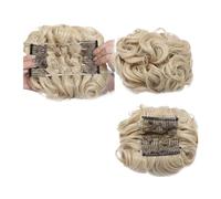 Pièce de cheveux chignon Extension de cheveux synthétiques bouclée à grand peigne, Chignon à Clip, postiche for femmes, couverture Chignon Postiches pour femmes(Bleach blonde)