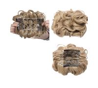 Pièce de cheveux chignon Extension de cheveux synthétiques bouclée à grand peigne, Chignon à Clip, postiche for femmes, couverture Chignon Postiches pour femmes(Ash blonde)