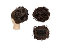 Pièce de cheveux chignon Extension de cheveux synthétiques bouclée à grand peigne, Chignon à Clip, postiche for femmes, couverture Chignon Postiches pour femmes(Medium brown)