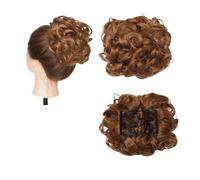 Pièce de cheveux chignon Extension de cheveux synthétiques bouclée à grand peigne, Chignon à Clip, postiche for femmes, couverture Chignon Postiches pour femmes(Light auburn)
