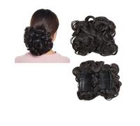 Pièce de cheveux chignon Extension de cheveux synthétiques bouclée à grand peigne, Chignon à Clip, postiche for femmes, couverture Chignon Postiches pour femmes(Dark brown)